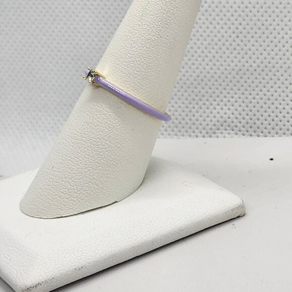 Brand New Sterling Silver 925 Light Purple enamel Ring / band - Picture 2 of 5